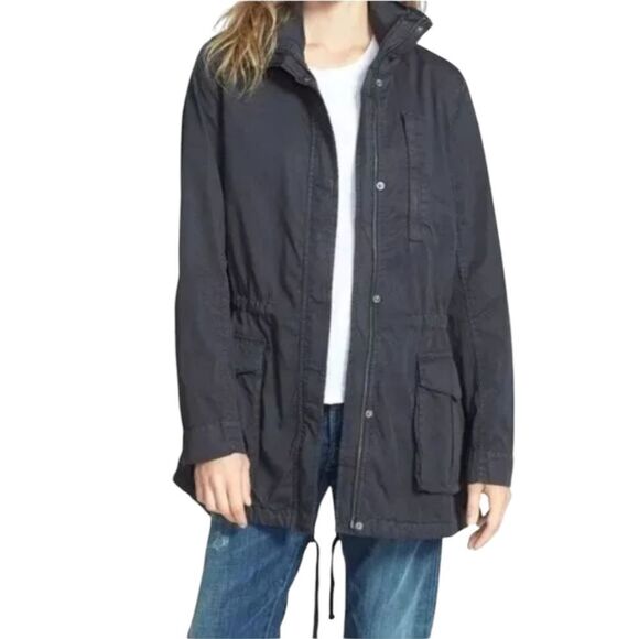 JAMES‎ PERSE Women's Off Black Hooded Utility Jacket Size 1 / Small
